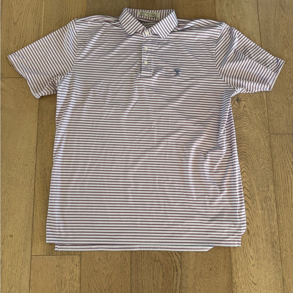 Holderness & Bourne Tailored Fit Mens Striped Polo XL SILVERLEAF LOGO